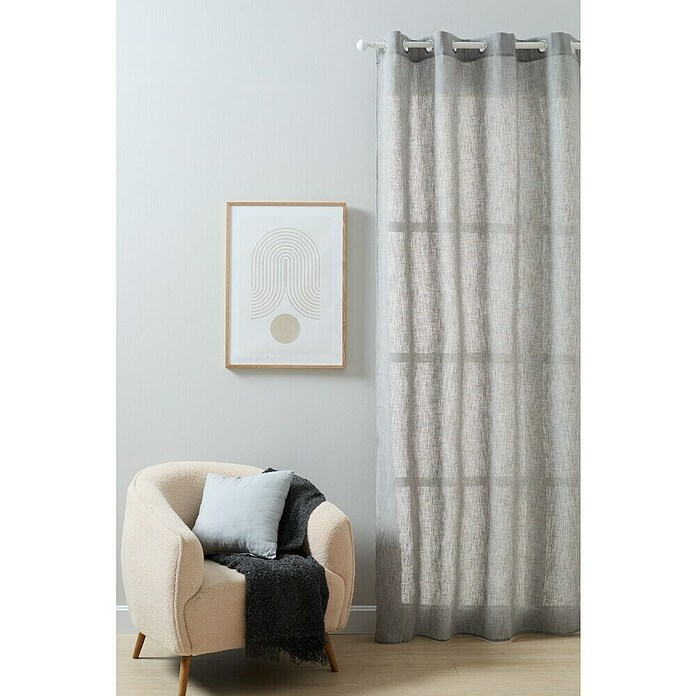 Cortina con ollaos Roxanne (An x Al: 140 x 260 cm, 100% poliéster, Gris) | BAUHAUS