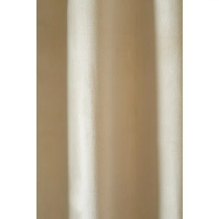 Cortina térmica Chamonix - An x Al: 135 x 250 cm, 100% poliéster, Beige - Primer plano de una tela color crema con una textura sutil, ideal para cortinas o tapicería que crea un ambiente cálido y elegante.