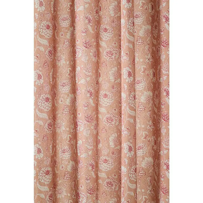 Cortina con ollaos Flor - An x Al: 140 x 260 cm, Salmón - Panel de cortina color melocotón con estampado floral, que añade un toque elegante y decorativo. Ideal para la sala de estar o la decoración del dormitorio.