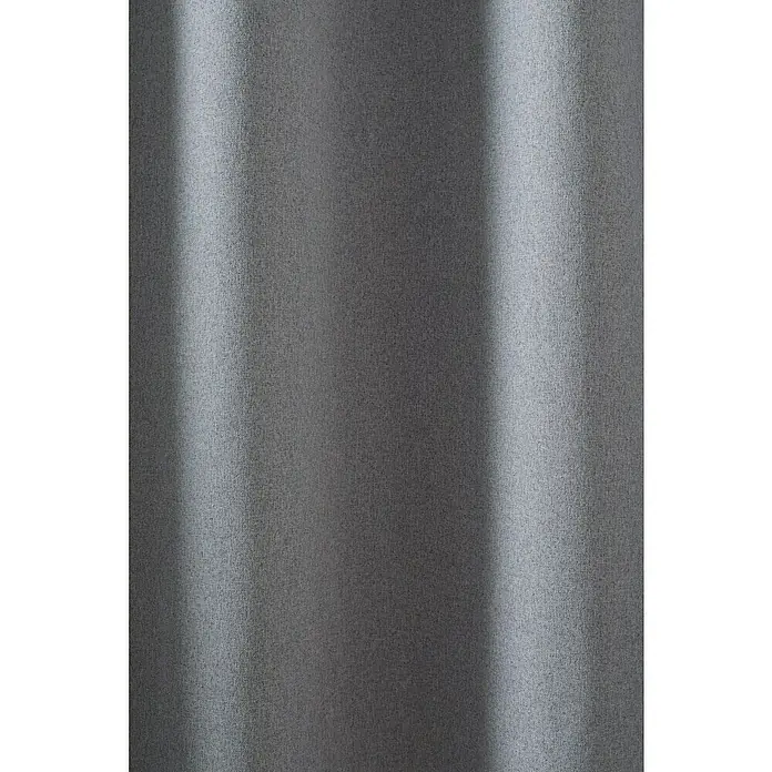 Cortina con ollaos Blackout - An x Al: 140 x 260 cm, Gris - Primer plano de una cortina gris moderna con efectos de luz sutiles, ideal para un diseño interior minimalista y para oscurecer espacios.