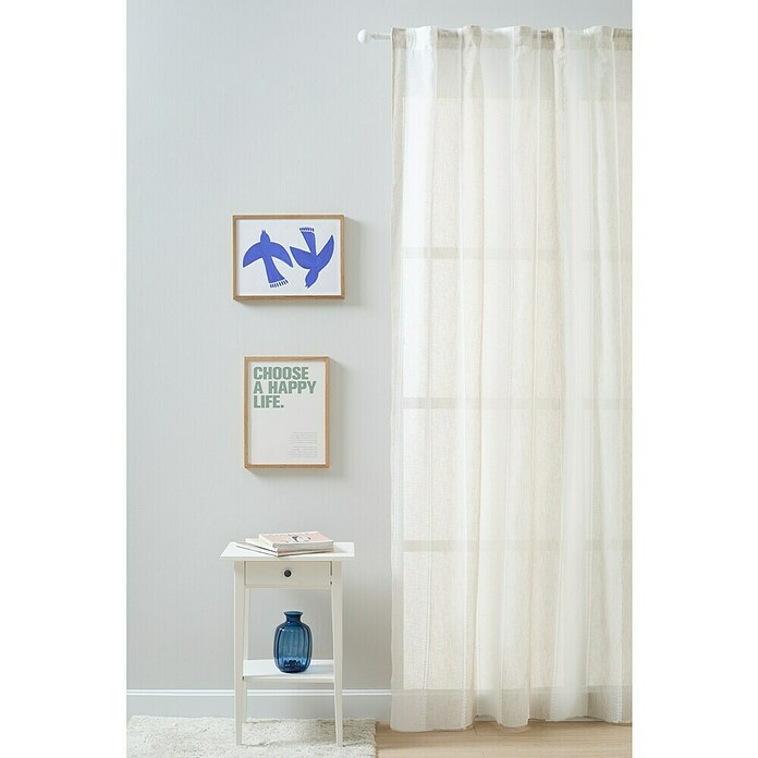 Visillo para ventana Centro (An x Al: 140 x 250 cm, 100% poliéster, Blanco/Beige) | BAUHAUS