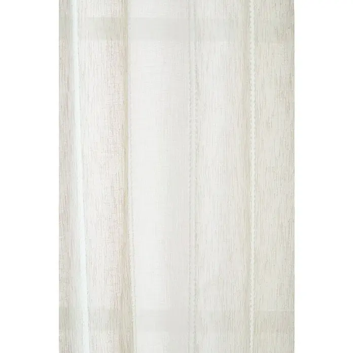 Visillo para ventana Centro - An x Al: 140 x 250 cm, 100% poliéster, Blanco/Beige - Primer plano de una cortina blanca y translúcida con un sutil patrón texturizado que permite que la luz suave se filtre. Ideal para una decoración suave.