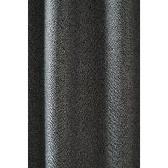 Cortina con ollaos Opaca - An x Al: 140 x 260 cm, Gris - Primer plano de una elegante cortina gris con pliegues suaves y una fina textura, que añade un toque de estilo y privacidad.