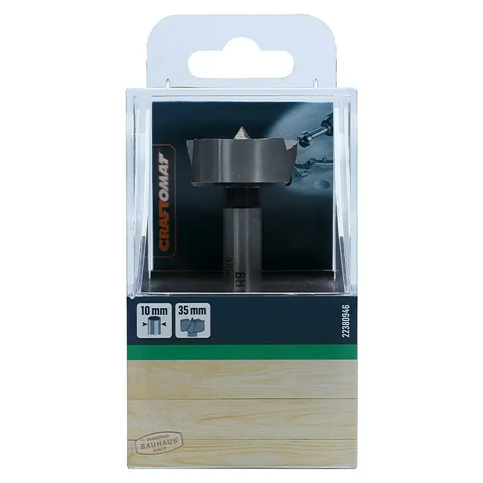 Craftomat Holzbohrer - 1 Stk., Durchmesser Bohrer: 35 mm - Forstnerbohrer von Craftomat in einer Verpackung, ideal für präzise Bohrungen in Holz.