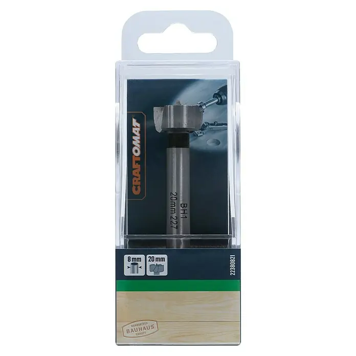 Craftomat Holzbohrer - 1 Stk., Durchmesser Bohrer: 20 mm - Verpackung eines Craftomat Forstnerbohrers mit 20 mm Durchmesser, geeignet für präzise Holzarbeiten. Bauhaus-Qualität garantiert.