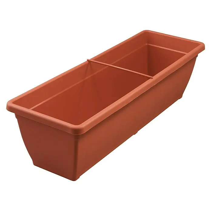 Geli Balkonkasten Toscana - Max. Außenlänge: 60 cm, Terracotta - Länglicher Pflanzkasten in Terrakotta-Optik, ideal für Balkon und Terrasse. Schlichtes Design für eine schöne Bepflanzung.