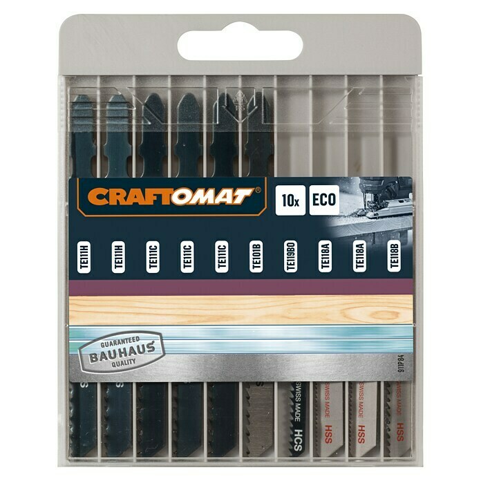 Craftomat Set listova za pilu (Drvo/metal/plastika, 10-dijelno, T-završetak)