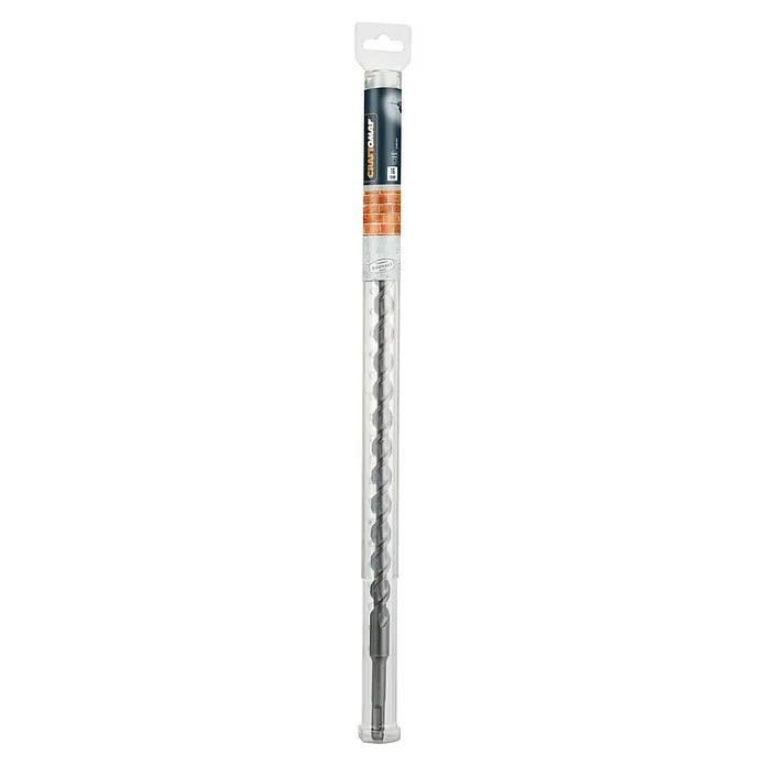 Craftomat SDS-Plus Betonbohrer - Länge: 460 mm, Durchmesser Bohrer: 16 mm - Ein Craftomat Steinbohrer in einer durchsichtigen Verpackung, ideal für präzise Bohrarbeiten in Mauerwerk und Stein.