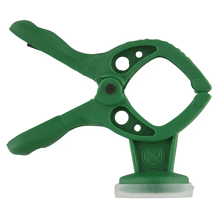 Wolfcraft Federzwinge Microfix XS - Spannweite: 15 mm, Ausladung: 15 mm - Grüne Wäscheklammer mit Saugnapf zur Befestigung von Gegenständen im Haushalt. Praktisch und vielseitig.
