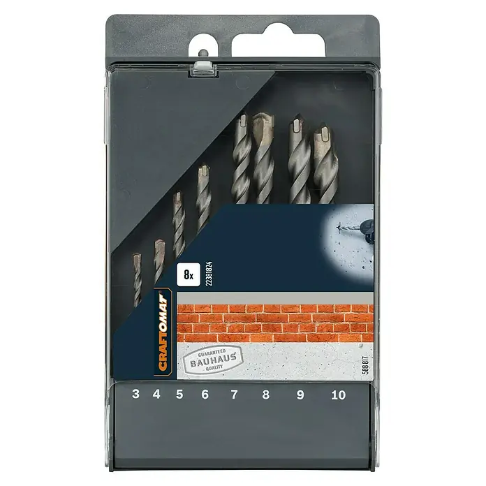 Craftomat Bohrersatz - 8 -tlg., Durchmesser Bohrer: 10 mm - Eine Packung Craftomat-Bohrersets mit verschiedenen Größen, ideal zum Bohren in unterschiedlichen Materialien und für Heimwerkerprojekte.