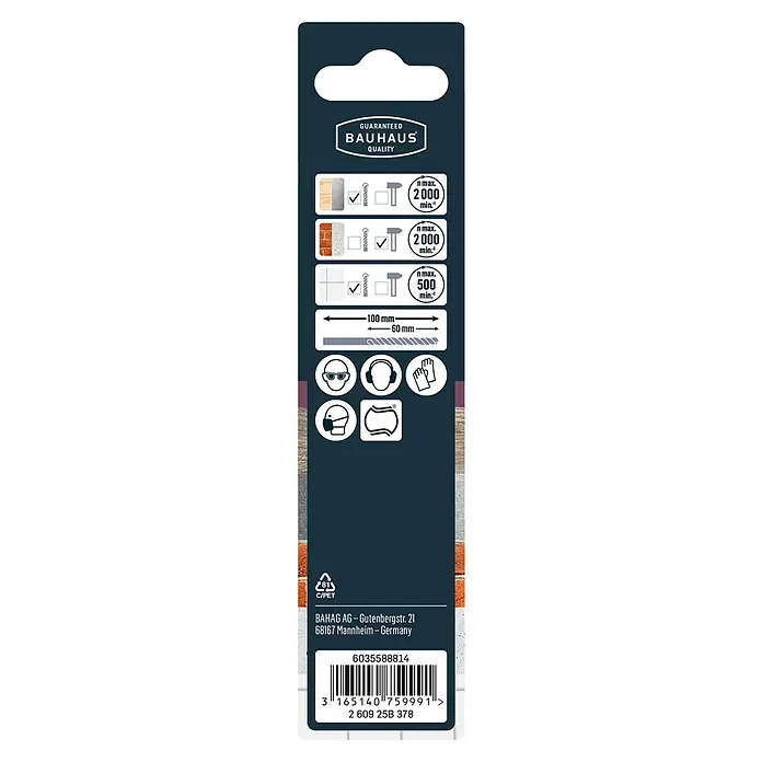 Craftomat Universalbohrer - 1 Stk., Durchmesser Bohrer: 6 mm - Produktverpackung von Bauhaus mit Qualitätssiegel, Gebrauchsanweisungen und Barcode für einfache Identifizierung.