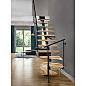 Atrium Mittelholmtreppe Dixi Plus (Farbton Metall: RAL 9005, Breite: 70 cm, Eiche, 1/4-gewendelt, Geschosshöhe: 222 cm - 300 cm) | BAUHAUS