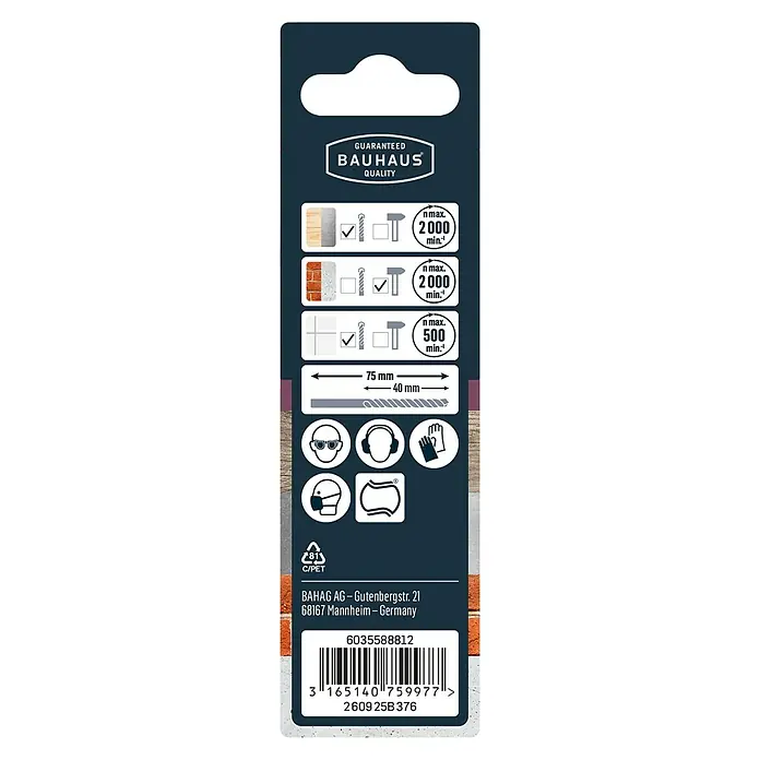 Craftomat Universalbohrer - 1 Stk., Durchmesser Bohrer: 4 mm - Produktverpackung mit Informationen zu Bohranwendungen, Sicherheitshinweisen und Barcode.