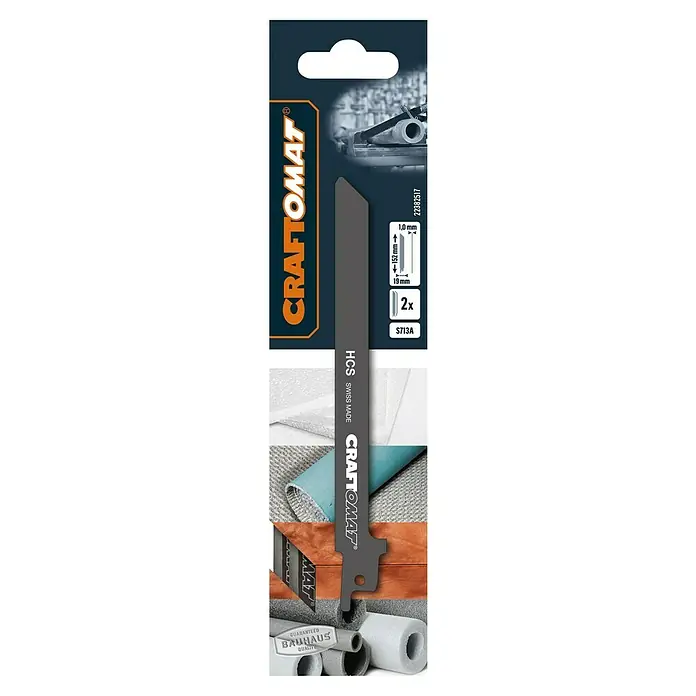 Craftomat Säbelsägeblatt S713 A - Isolation, 2 -tlg. - Eine Packung CRAFTOMAT S713A Säbelsägeblätter, ideal zum Schneiden verschiedener Materialien. Die Packung enthält 2 Sägeblätter.