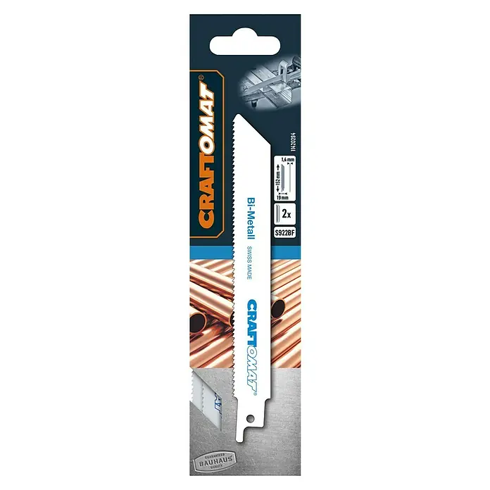 Craftomat Säbelsägeblatt S 922 BF - Metall, 2 -tlg., Zahnabstand: 1,8 mm - Verpackung von CRAFTOMAT Bi-Metall Säbelsägeblättern S922BF. Geeignet zum Sägen von Metall. Die Packung enthält 2 Sägeblätter.