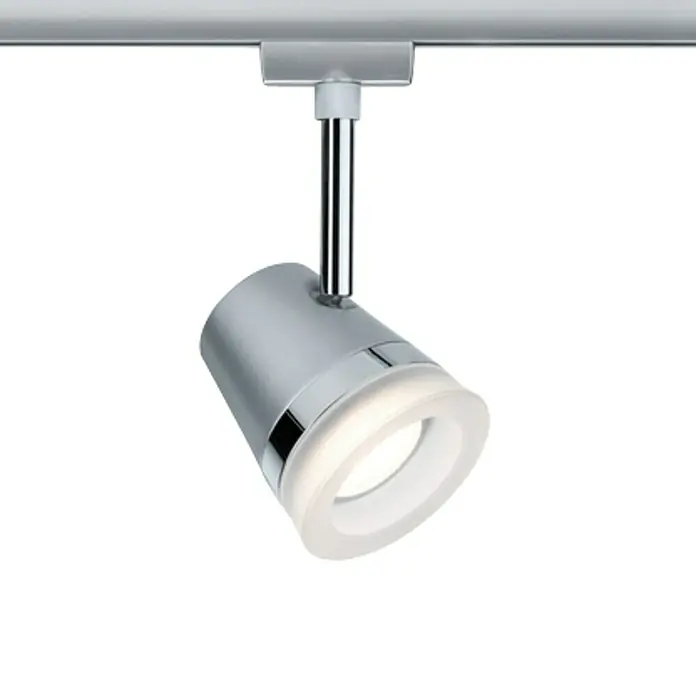 Paulmann URail Spot Cone - Ø x H: 8,5 x 18 cm, GU10, Ohne Leuchtmittel, Chrom - Moderne silberne Schienenleuchte mit LED-Ring, ideal für Akzentbeleuchtung und stilvolle Raumgestaltung.