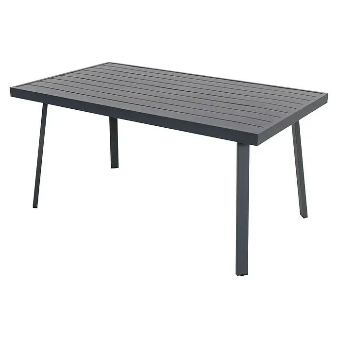 Conjunto de muebles Freya - 3 pzs., Aluminio, Antracita - Mesa de jardín gris con listones y cuatro patas, ideal para exteriores. Un mueble resistente para momentos de relax al aire libre.