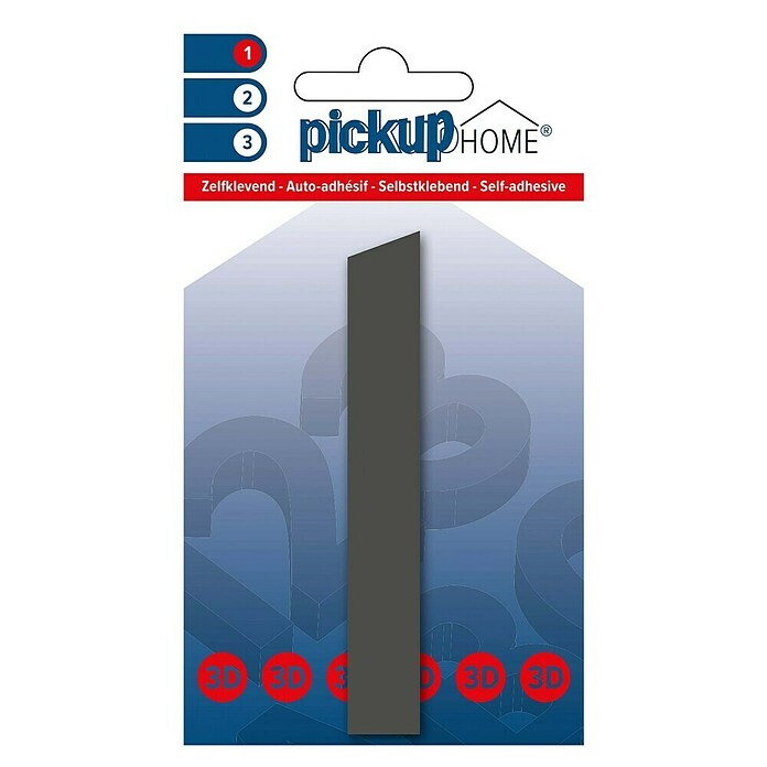 Pickup 3D Home Hausnummer (Höhe: 10 cm, Motiv: 1, Grau, Kunststoff, Selbstklebend)