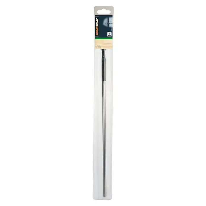 Craftomat Holzbohrer - Durchmesser Bohrer: 10 mm, Länge: 400 mm - Ein 10 mm Craftomat Holzspiralbohrer, verpackt in einer durchsichtigen Kunststoffverpackung, ideal für präzise Bohrarbeiten in Holzmaterialien.