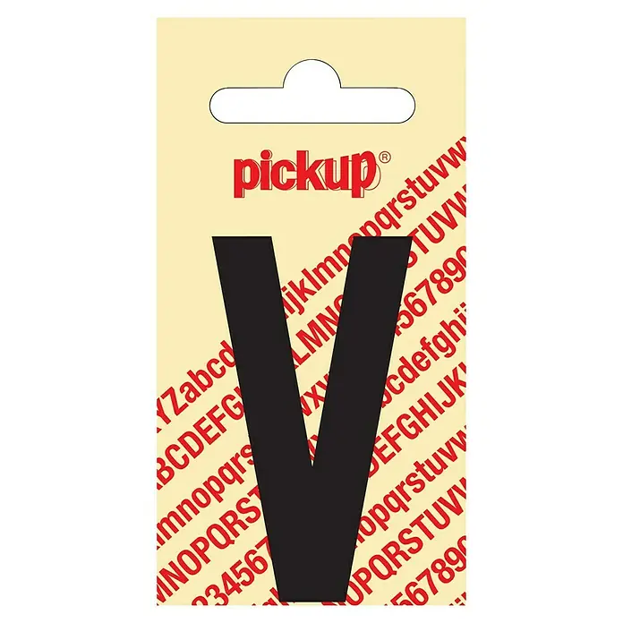 Pickup Aufkleber - Motiv: V, Schwarz, Höhe: 60 mm - Aufkleber "V" von Pickup: Ein einzelner, schwarzer Buchstabe "V" zum Aufkleben, ideal für Beschriftungen und Personalisierungen.