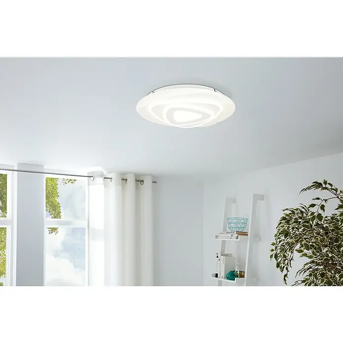Eglo LED-Deckenleuchte rund PALAGIANO - 14,7 W, Ø x H: 30 x 5,5 cm, Weiß, Neutralweiß, 2.100 lm - Moderne Deckenleuchte mit geschwungenem Design, die durch ihr helles Licht und die attraktive Formgebung besticht und eine angenehme Atmosphäre schafft.