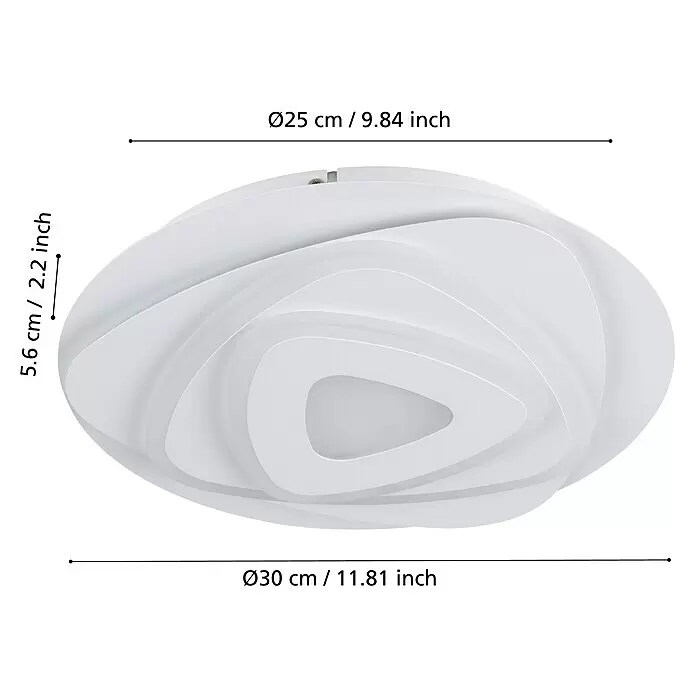 Eglo LED-Deckenleuchte rund PALAGIANO14,7 W, Ø x H: 30 x 5,5 cm, Weiß, Neutralweiß, 2.100 lm