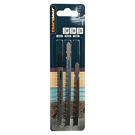 Craftomat Stichsägeblatt-Set (Holz/Metall/Kunststoff, 3 -tlg., T-Schaft)