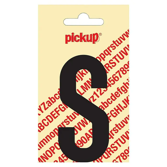 Pickup Aufkleber - Motiv: S, Schwarz, Höhe: 90 mm - Aufkleberbogen mit einem großen schwarzen "S" vor roten Buchstaben und Zahlen, Marke Pickup.
