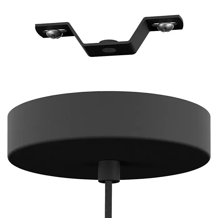 Eglo Pendelleuchte rund MINTING - 25 W, Ø x H: 31 x 110 cm, Schwarz, E27 - Produktaufnahme einer schwarzen Deckenleuchte mit einer einfachen, runden Form und einer minimalistischen Aufhängung.