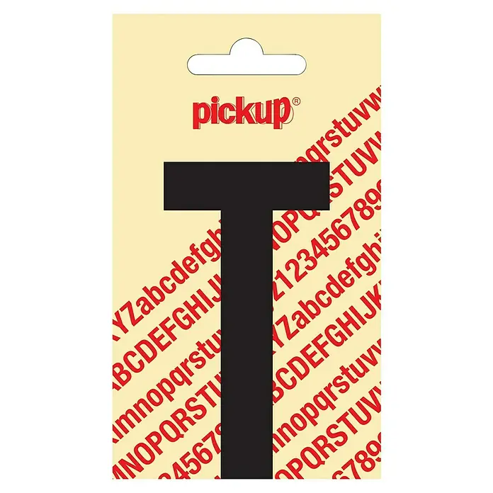 Pickup Aufkleber - Motiv: T, Schwarz, Höhe: 90 mm - Nahaufnahme des Produkts Pickup Buchstabe T, ideal zum Beschriften und Personalisieren von Gegenständen.