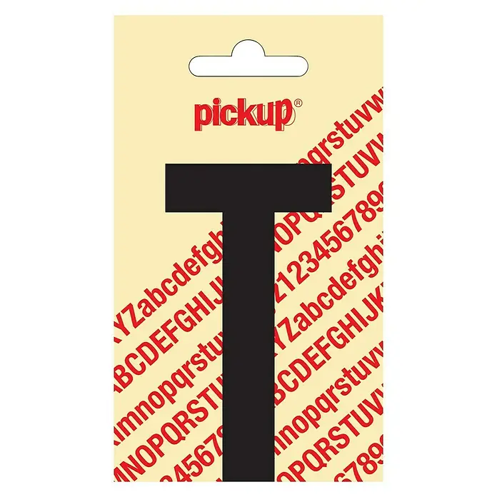 Pickup AufkleberMotiv: T, Schwarz, Höhe: 90 mm - Nahaufnahme des Produkts Pickup Buchstabe T, ideal zum Beschriften und Personalisieren von Gegenständen.