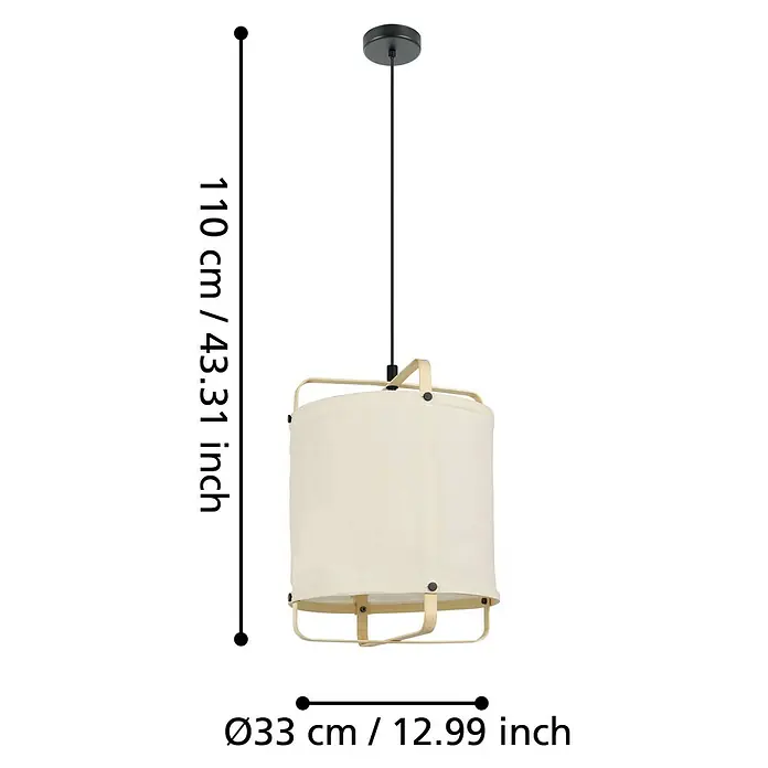 Eglo Pendelleuchte rund SURFLEET - 40 W, Ø x H: 33 x 110 cm, Schwarz, E27 - Abmessungen der Hängeleuchte: 110 cm Höhe, 33 cm Durchmesser. Modernes Design für eine stilvolle Beleuchtung in Ihrem Zuhause.
