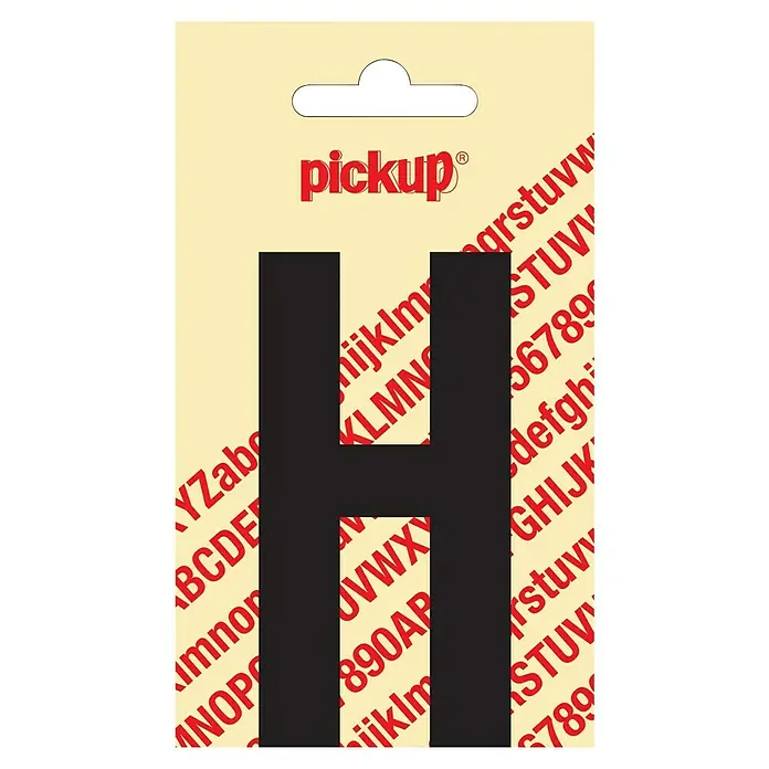 Pickup Aufkleber - Motiv: H, Schwarz, Höhe: 90 mm - Auf diesem Bild ist ein Aufkleber mit dem schwarzen Buchstaben H von "pickup" zu sehen, der sich ideal für die individuelle Gestaltung eignet.