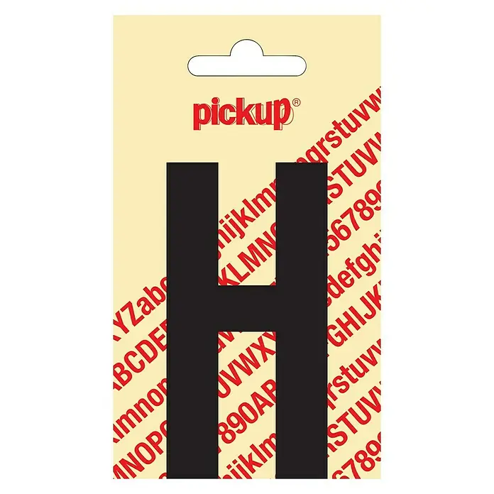 Pickup AufkleberMotiv: H, Schwarz, Höhe: 90 mm - Auf diesem Bild ist ein Aufkleber mit dem schwarzen Buchstaben H von "pickup" zu sehen, der sich ideal für die individuelle Gestaltung eignet.