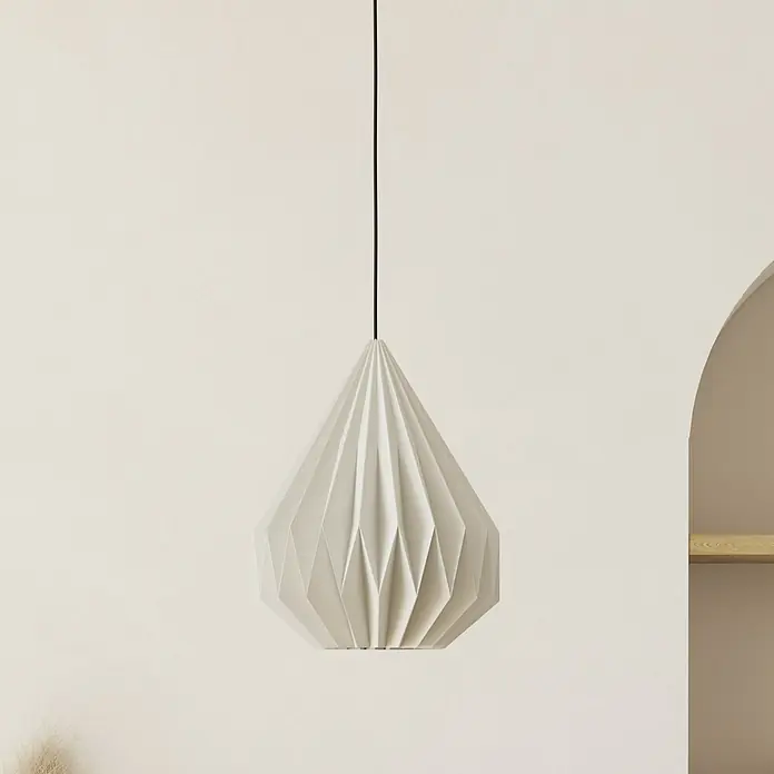 Eglo Pendelleuchte rund MINTING - 25 W, Ø x H: 31 x 110 cm, Schwarz, E27 - Elegante, weiße Hängeleuchte mit Origami-Design, die jedem Raum eine moderne Note verleiht und für stilvolle Beleuchtung sorgt.