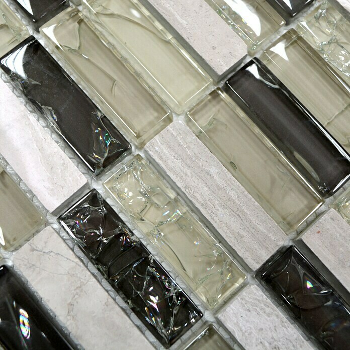 Mosaikfliese Crystal Mix XIC S1252 (32 x 31 cm, Grau/Grün, Glänzend)