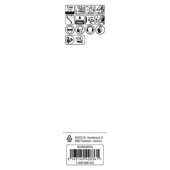 Craftomat Hoja de sierra de calar T 318 B - Metal, 2 pzs., Vástago en T - Imagen de un manual del producto con instrucciones de seguridad, especificaciones de materiales e información del fabricante.