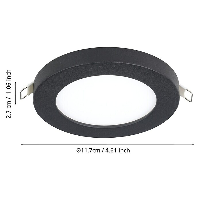 Eglo LED okrogla vgradna svetilka Fueva Flex  (5,5 W, Ø x V: 11,7 x 0,2 cm, Črna, Nevtralno bela) | Vgradni žarometi | Reflektorji in žarometi | Svetila | Elektro in svetila | Izdelki | BAUHAUS