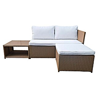Sunfun Conjunto de muebles Samara (3 pzs., Ratán sintético/Aluminio, Marrón)