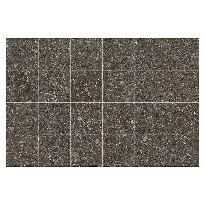 Feinsteinzeugfliese Terrazzo Ceppo - 59,7 x 59,7 cm, Schwarz, Matt - Dunkelgraue Terrazzofliesen mit unterschiedlichen hellen und dunklen Aggregaten.