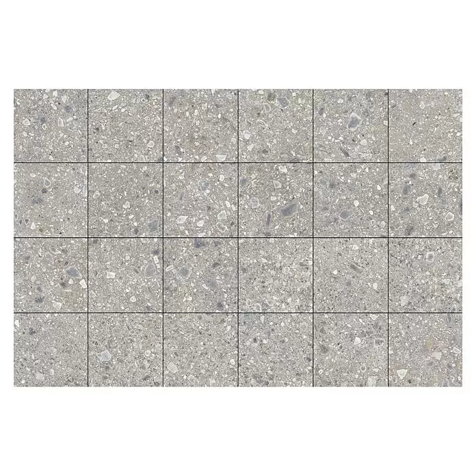 Feinsteinzeugfliese Terrazzo Ceppo59,7 x 59,7 cm, Silber, Glänzend