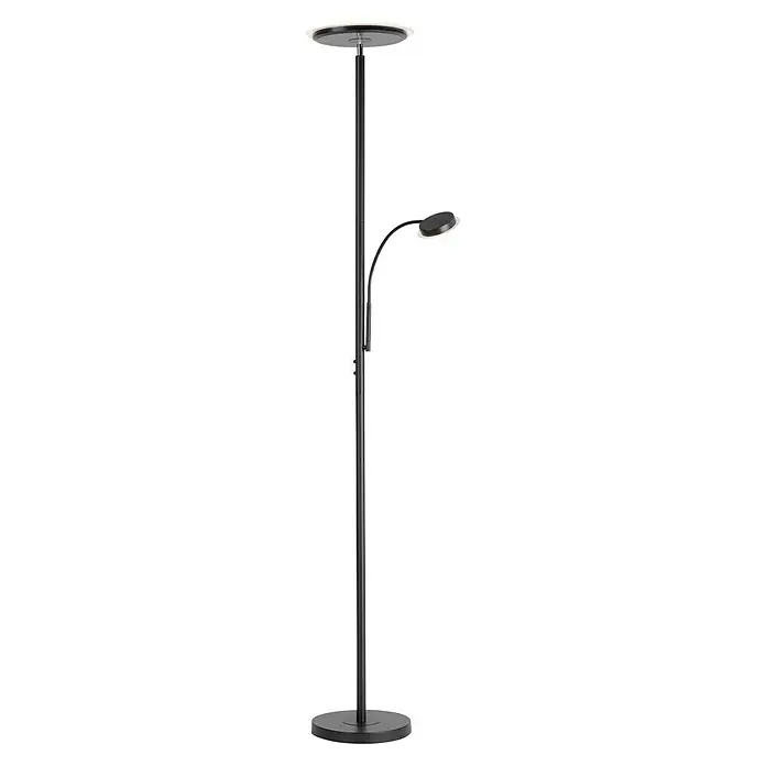 Paul Neuhaus LED-Stehleuchte Hans - 31,5 W, Höhe: 193 cm, Schwarz, Warmweiß - Elegante Stehlampe in Schwarz mit zwei Lichtquellen. Die Lampe bietet sowohl direktes als auch indirektes Licht für eine angenehme Atmosphäre.