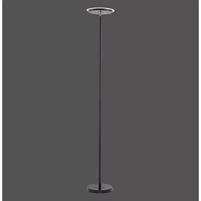 Just Light LED-Stehleuchte Hans - Höhe: 1,81 m - Hohe, schwarze Stehleuchte aus Metall mit rundem Fuß und flacher, beleuchteter Oberseite.