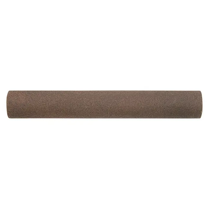 Barra para cortinas Colonial - Ø x L: 19 mm x 150 cm, Metal, Óxido - Bloque de lijado cilíndrico marrón con textura abrasiva.