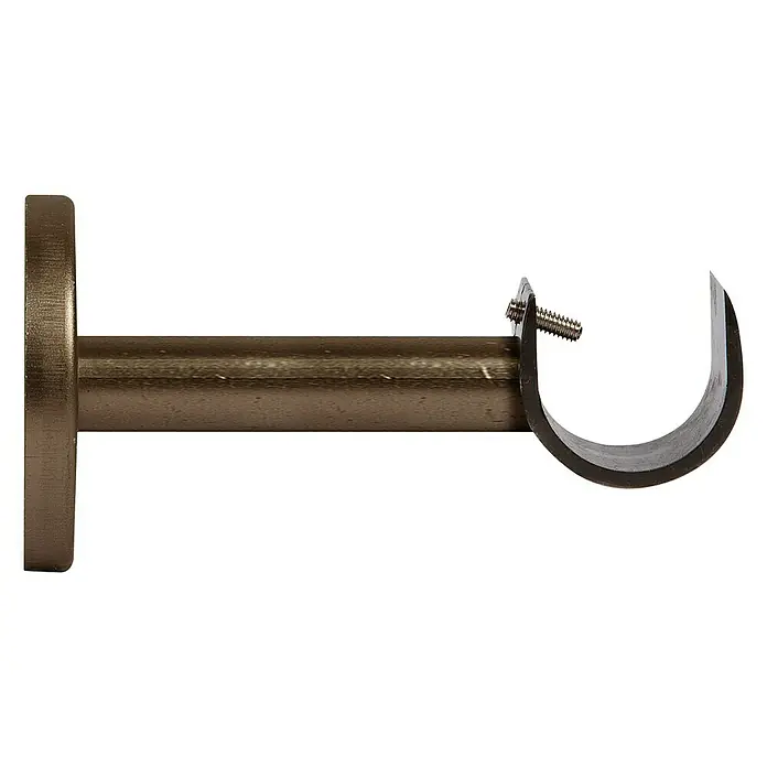 Fijación de pared Eclectic - Bronce, L x An x Al: 11 x 2,5 x 5,3 cm, Atornillado - Primer plano de un soporte de barra de cortina de color bronce, que muestra un elemento esencial para la decoración de ventanas.
