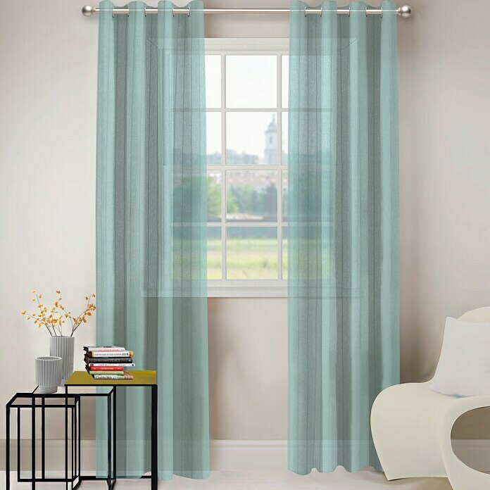 Visillo para ventana Bambou (140 x 250 cm, 100% poliéster, Azul)