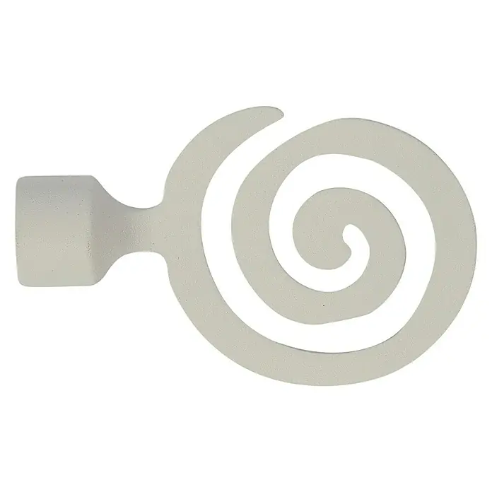 Tapa final Loft espiral - 1 ud. - Este artículo muestra un remate para barra de cortina con un diseño en espiral en un color suave y neutro.