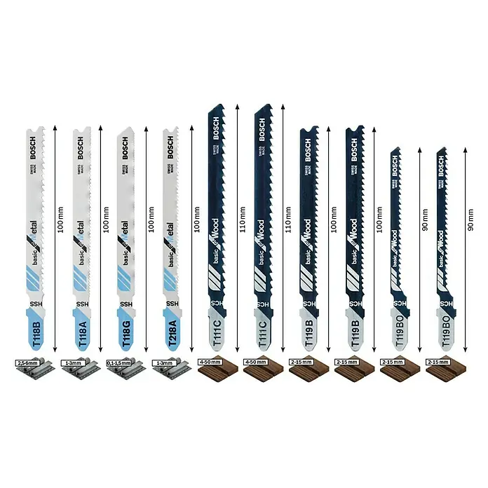 Bosch Stichsägeblatt-Set X-Pro Line - Holz, 10 -tlg. - Auswahl an Stichsägeblättern von Bosch für Metall und Holz, verschiedene Größen und Ausführungen für unterschiedliche Anwendungen.
