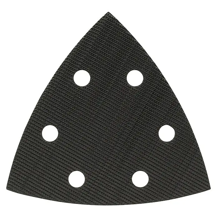 Bosch Schleifplatte PDA 180 / 240 - Klettverschluss - Dreieckiges Schleifpapier mit sechs Löchern für eine optimale Staubabsaugung, ideal für Schleifarbeiten auf verschiedenen Oberflächen.