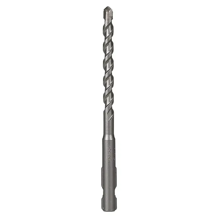 Bosch Beton- & Steinbohrer - Durchmesser Bohrer: 6 mm, Arbeitslänge: 55 mm - Nahaufnahme eines Bosch SDS-Plus-7X Bohrers mit Wendel, ideal für Beton und Mauerwerk, robust und langlebig für Profis.